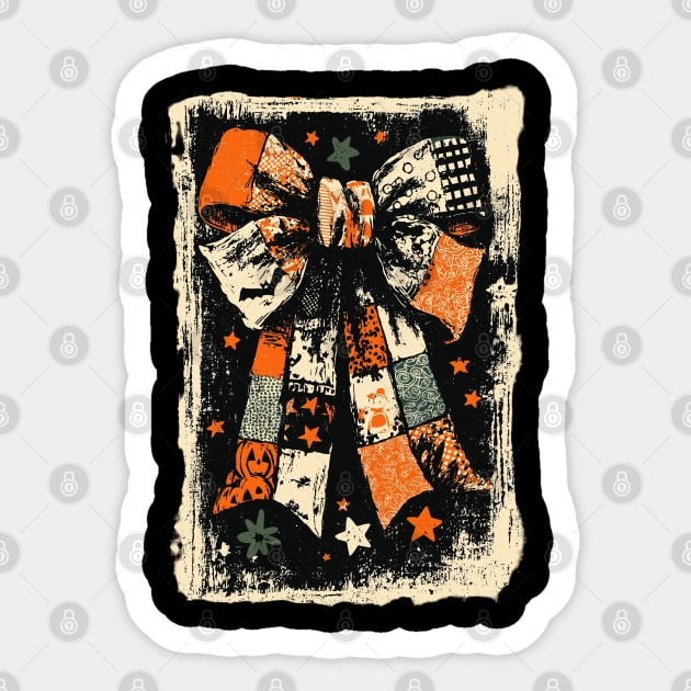 Distressed Vintage Halloween Bow with Stars Retro Spooky Gothic Sticker by JessArty